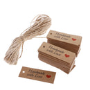 100x Kraft Card Craft Wedding Party Gift Tag Clothing Luggage Label String