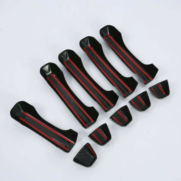 New Carbon Fiber Look Door Handle Cover Trim 10Pcs For Jeep Wrangler Jl 201 W1C1