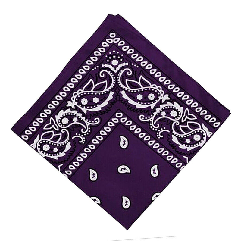 Women Men Novelty Print Cowboy Bandana Head Wrap Neck Scarf Wristband Purple