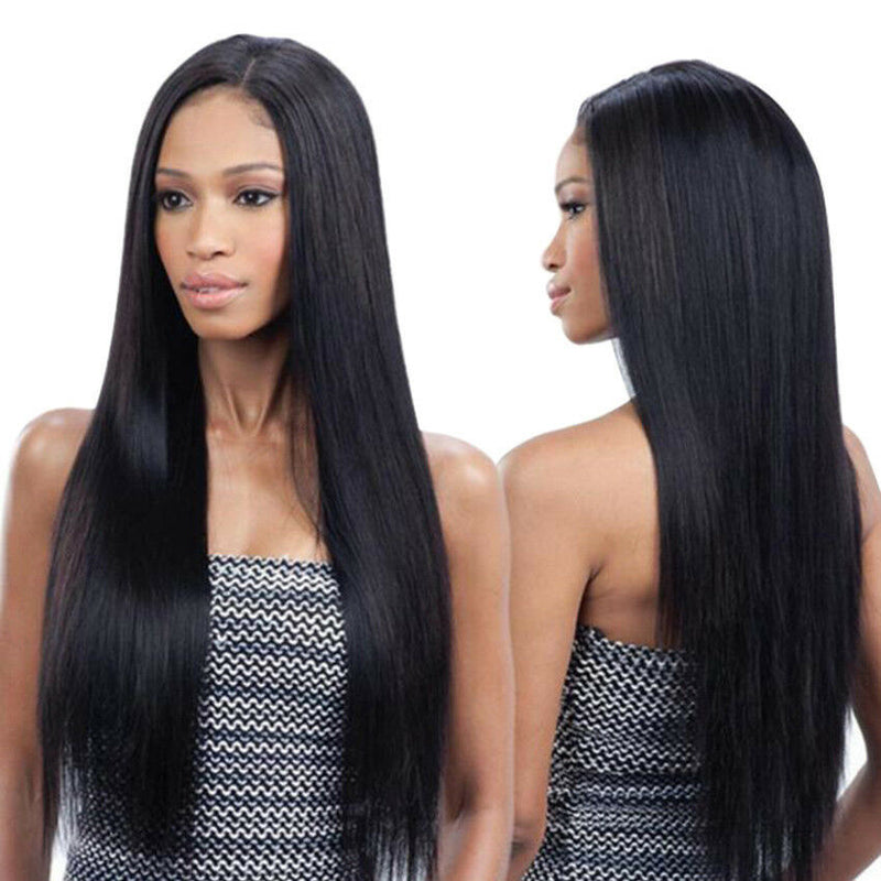 Sexy Ladies Black Long Straight Full Wig Heated-Resistant Synthetic Hair Ombre