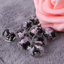 10x 12mm Black Faceted Lampwork Flower Glass Loose Beads For Necklace Making DIY