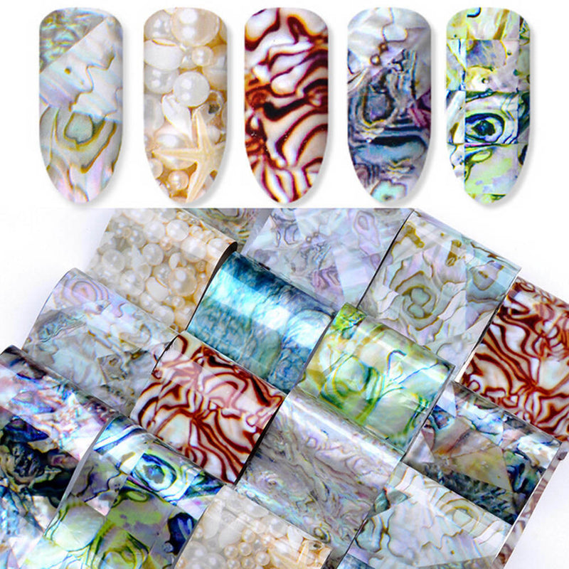 16Pcs/Set Holographic Nail Transfer Stickers Gradient  Nail FoilsDIYTip tdJ Gw
