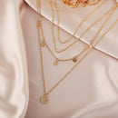 Simple Multi-layer Necklace Women Wafer Pendant Clavicle Chain Jewelry Gift