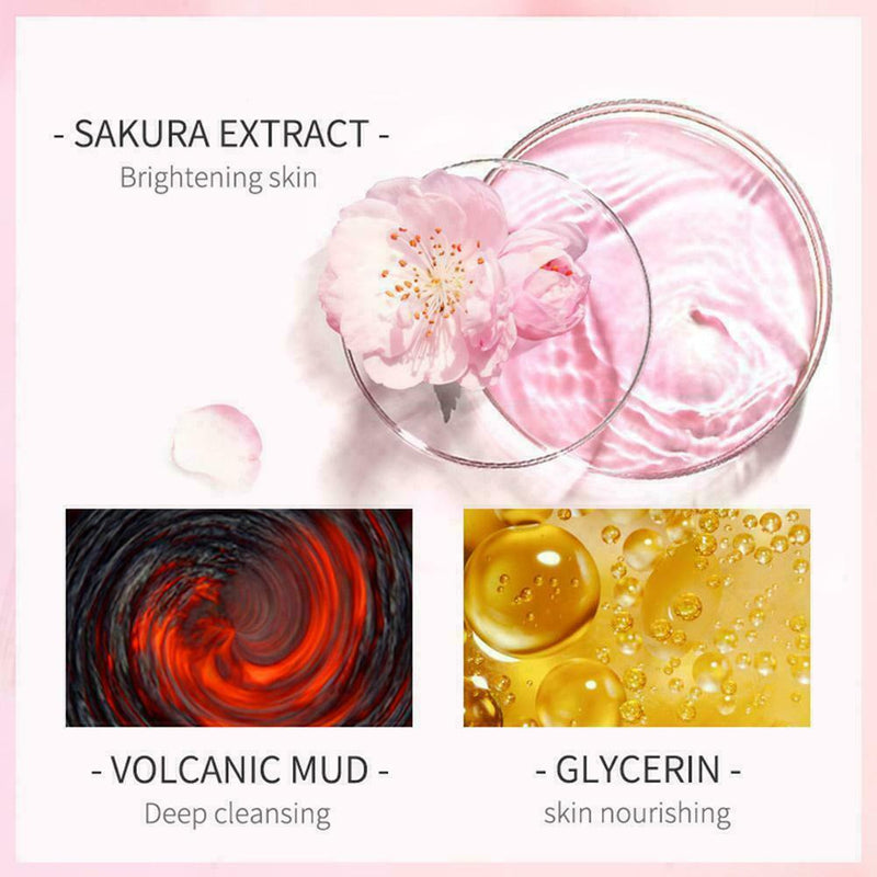 Cherry Blossoms Face Pink Mud Face Oil Control Moisturizing Whitening Q0Z3