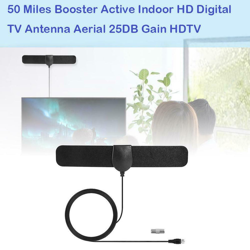 50 Miles Indoor Digital TV Antenna 25dB Gain 1080P HDTV Signal Receiver