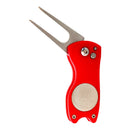 Collapsible Spring Golf Divot Repair Fork Ball Marker Alignment Tools Red