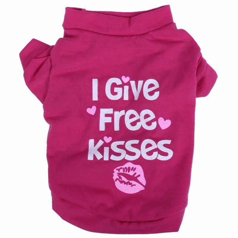 Small pet dog T shirt New clothes cat pet puppy summer shirt (Rose S) N7V1