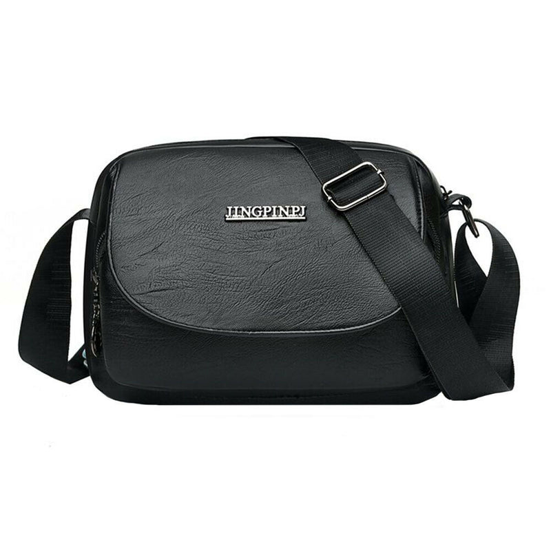 Women Washed PU Crossbody Bag Large Capacity Mother Zipper Shoulder Pouch