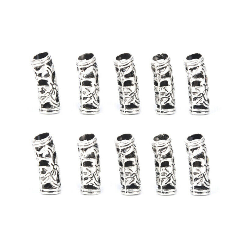10Pcs Alloy Dreadlock Hair Beads Dread Braid Pins Rings Tube Clips Cuff Jewe Gw