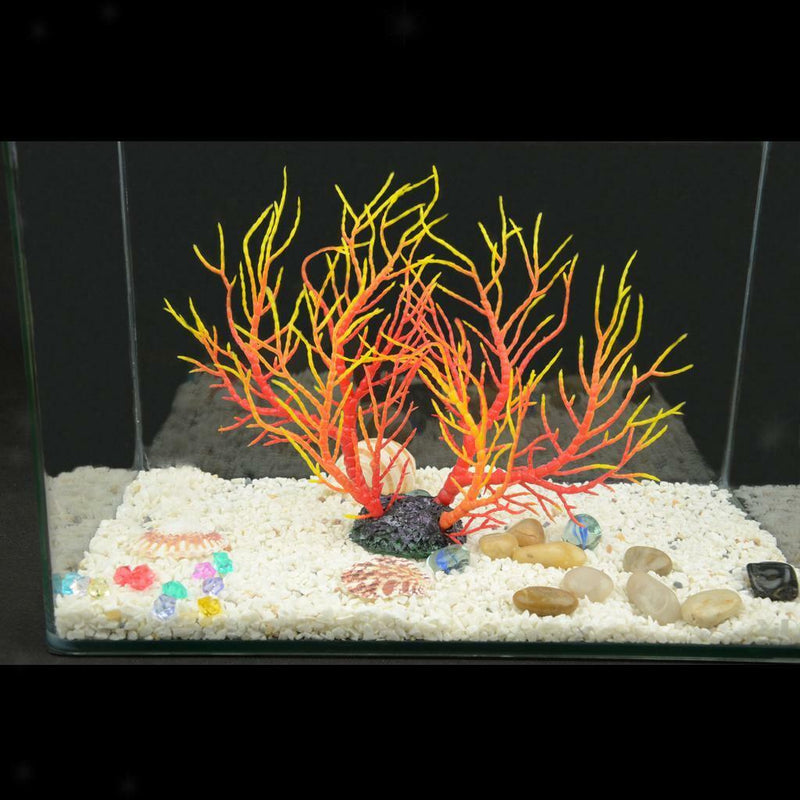 Red Yellow Artificial Coral Ornament Underwater Plants for Aquarium Fish Tank