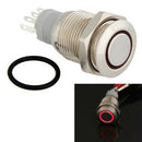12V Red LED Metal Switch Push Button Latching Momentary 16mm S3L4