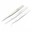 3pcs Stainless Steel Tweezer DIY Tool Repair Precision Assembly Electronic OZ