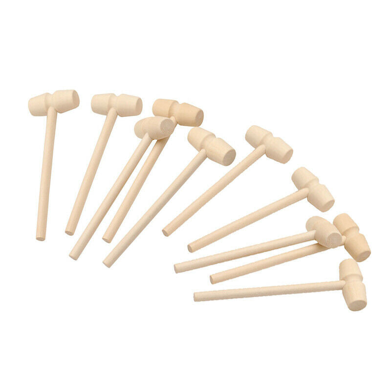 10x Wooden Hammer Mallet Kids Games Knock Educational Toys Boys