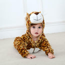 Leopard Shaped Flannel Rompers Baby Kids Long Sleeve Hooded Jumpsuit (0-6M) A
