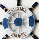 32cm Beach Wooden Boat Ship Steering Wheel Welcome Board Home Wall Decor