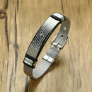 17.5-22cm Men Religious Prayer Black Cross Bracelet Stainless Steel Cuff