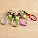 2 Pack Mini Tennis Racket and Ball Keychain Car Keychain Handbag Pendant Gift