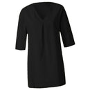 Womens 3/4 Sleeve Blouse V Neck Oversize Casual Blouse Shirt Tops Black L