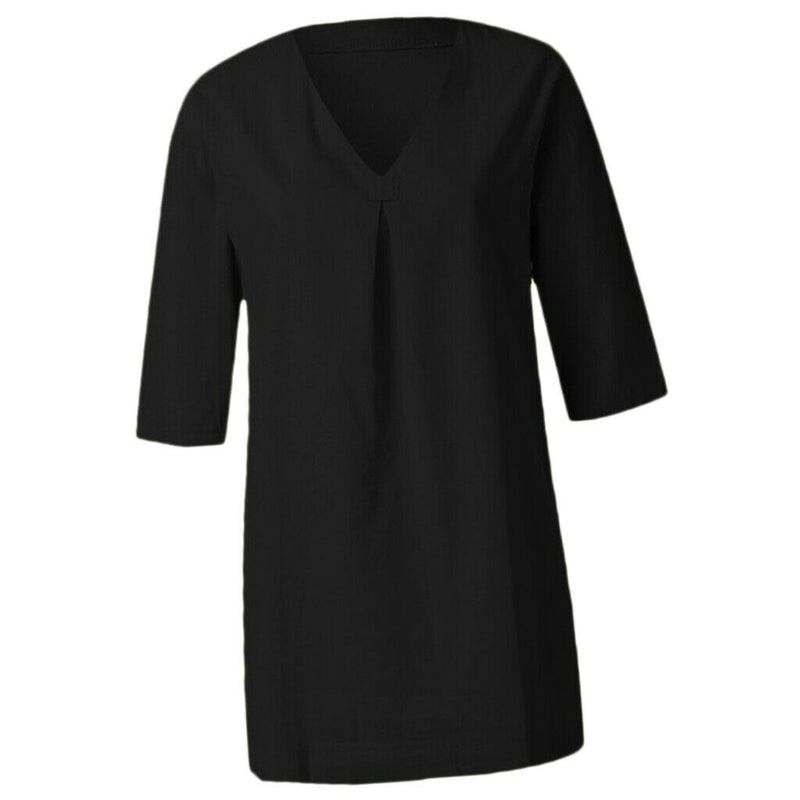 Womens 3/4 Sleeve Blouse V Neck Oversize Casual Blouse Shirt Tops Black L