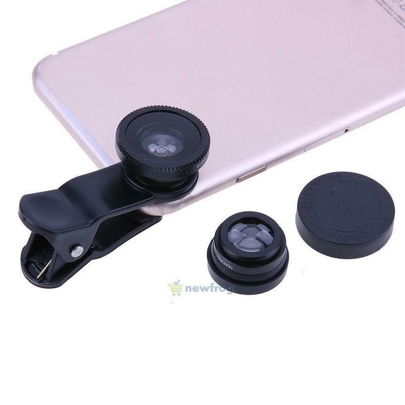 3 in 1 Fish Eye+ Wide Angle+ Macro Camera Lens Kit for Phone (Black) SN9F