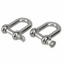 M6x38mm Straight D-Shackle, Short, Stainless Steel AISI 316