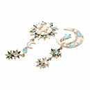 Fashion Star Sun Moon Rhinestone Crystal Stud Dangle Pretty Earrings