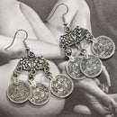 Bohemian Coin Hippie Tibetan Tribal Dangle Hook Earrings Coin Ear Stud JewelryJR