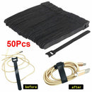 50Pcs Reusable Black Cable Cord Nylon Strap Hook & Loop Ties Tidy Organiser Tool
