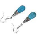Amazing jewelry silvery tibetan green waterdrop rimous turquoise earrings f