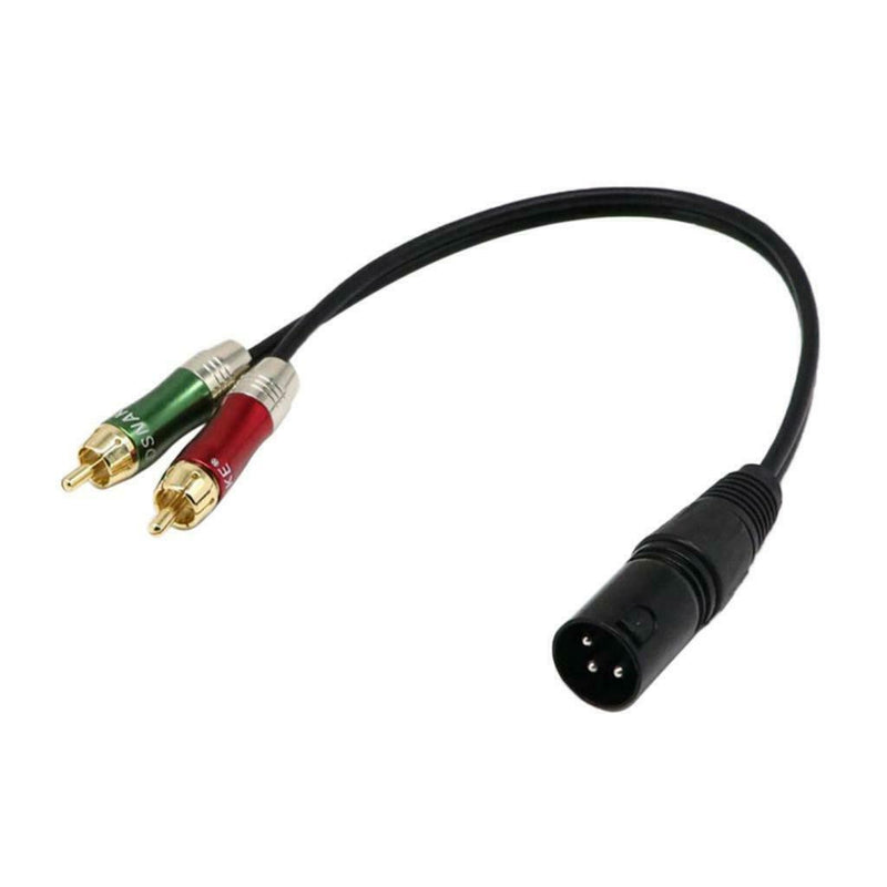 Black PVC Car Audio Link Cable Cord XLR Male to RCA Male 30cm/11.81inch Length
