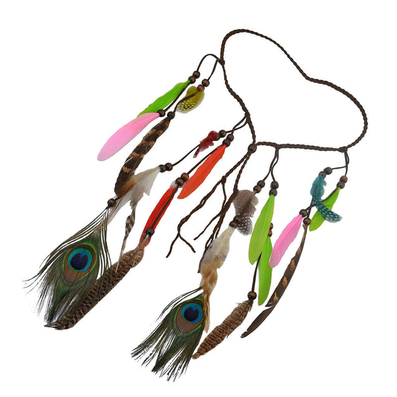 Women Girl BOHO Colorful Feather Peacock Hair head band Headband Prop