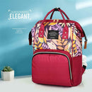 Mummy Maternity Backpacks Plant Print Baby Diaper Shoulder Bags (Red)