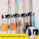 4 Position with 5 Hooks Mop Broom Storage Holder Hanger Umbrella Rack