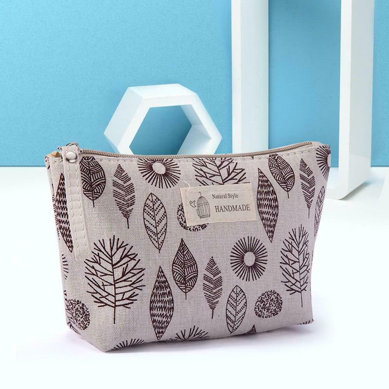 Printed Cosmetic Bag Canvas Purse Zip Makeup Wash Storage Pouch (Style 8) A