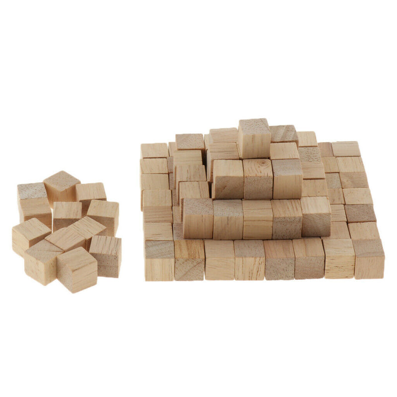 1/2 Inch Wooden Cubes, 100pcs Unfinished Square Wood Blocks for Kids Math