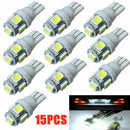 15x White T10 194 168 SMD 5050 LED Car Wedge Tail Side Parking Light Globe DC12V