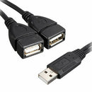 1x USB 2.0 A Male To 2 Dual Female Jack Y Splitter Cord Adapter Hub Cable P K4E2