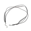 10 Black Organza Wax Ribbon Necklace Cord + Clasp 0.39"