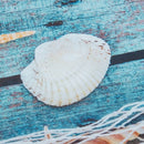 Retro Blue Wood Flooring Fishing Net Conch Shells Starfish Nautical Non-Sli G7L6