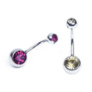 12 Surgical Steel Mix Crystal Belly Navel Barbell Bar Ring U5X3