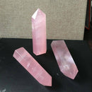 Pink Rose Quartz Crystal 100% Natural Rock Stone Point Healing Wand Best Gift
