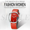 Dom Luxury Fashion Casual Crystal Unique Hollow Quartz Watch Leather Sports