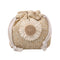 Women Straw Bucket Shoulder Bags Flower Drawstring Crossbody Pouch (Khaki)