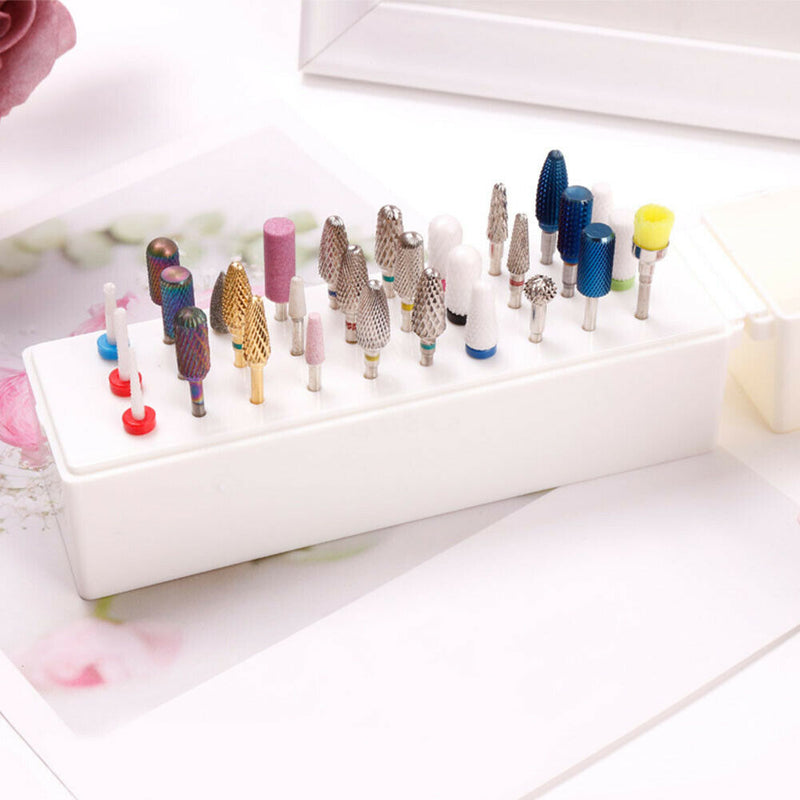 30 Holes Case Tool Organizer Display Stand Storage Holder Nail Drill Bit Box