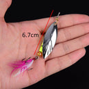 1x fishing lure spoon bait rotating fishing with feather treble hook tackle10g3C