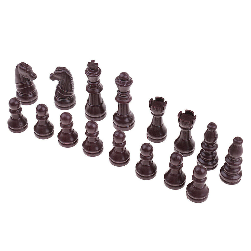 16pcs Plastic Chess Pieces - Pieces Only - No Board - 63mm King Brown