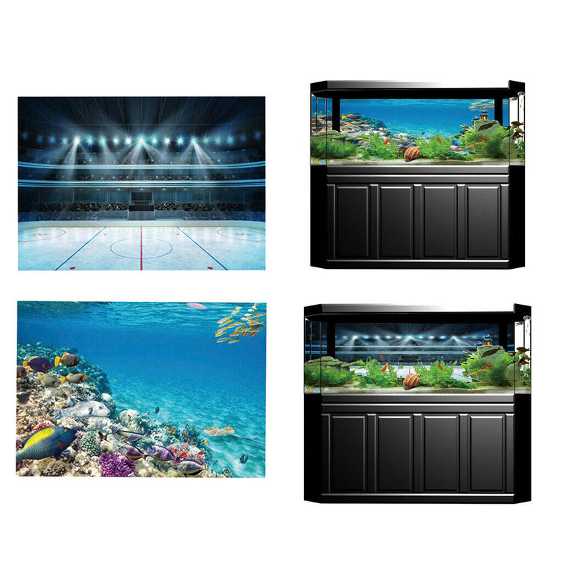 2 Pieces Decorative Aquarium Background Poster Fish Tank Backdrop Vivid