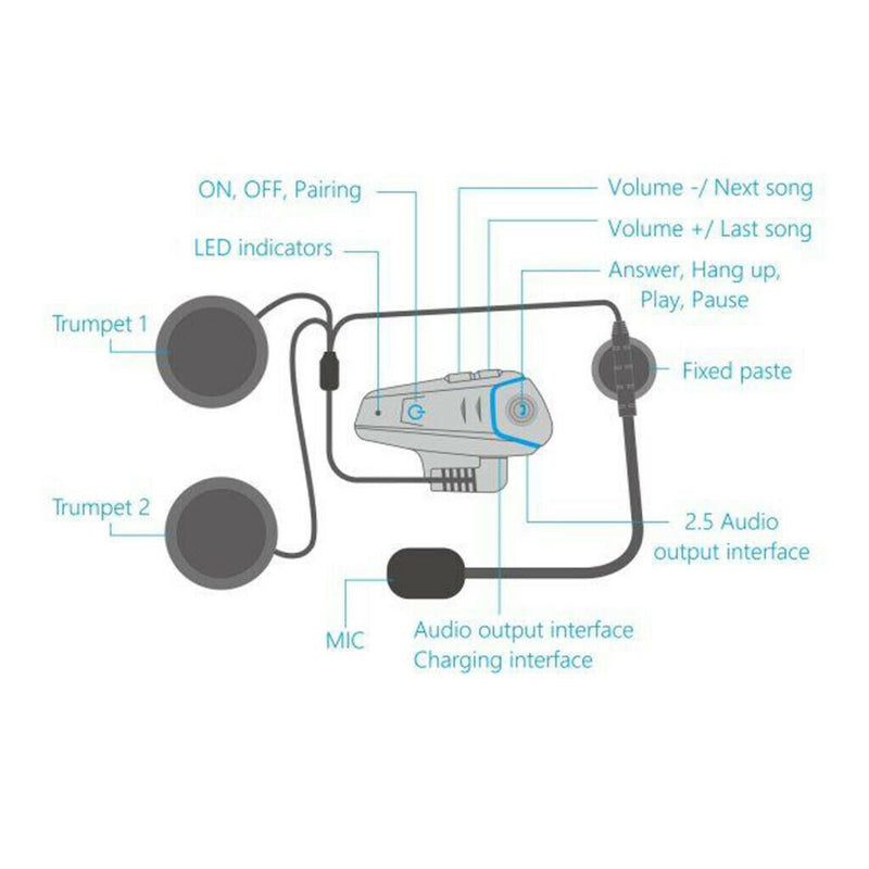 Bluetooh Earphone Motorcycle Helmet Intercom Communication Systems Headset