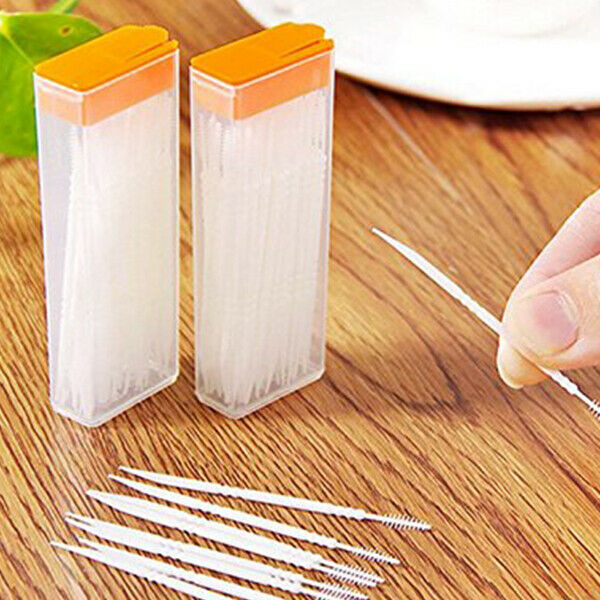 50 Pcs Plastic Toothpicks 2 Way Tooth Picks Interdental Brush Cleaners Port T3X8