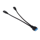 USB 3.0 20Pin Motherboard Female to 2 Type-A Female Connectors Y-Cable